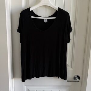 CAbi Elegant Black Ribbed Top